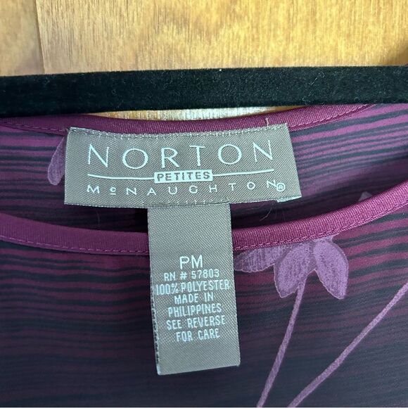 Vintage Norton McNaughton Purple Floral Stripe Maxi Satin Dress Medium Petite - Picture 3 of 7